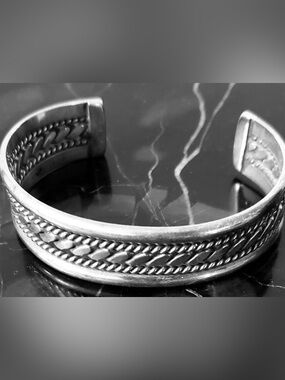Cuff Bracelet Sterling Silver Carved Unisex MAKE AN OFFER!